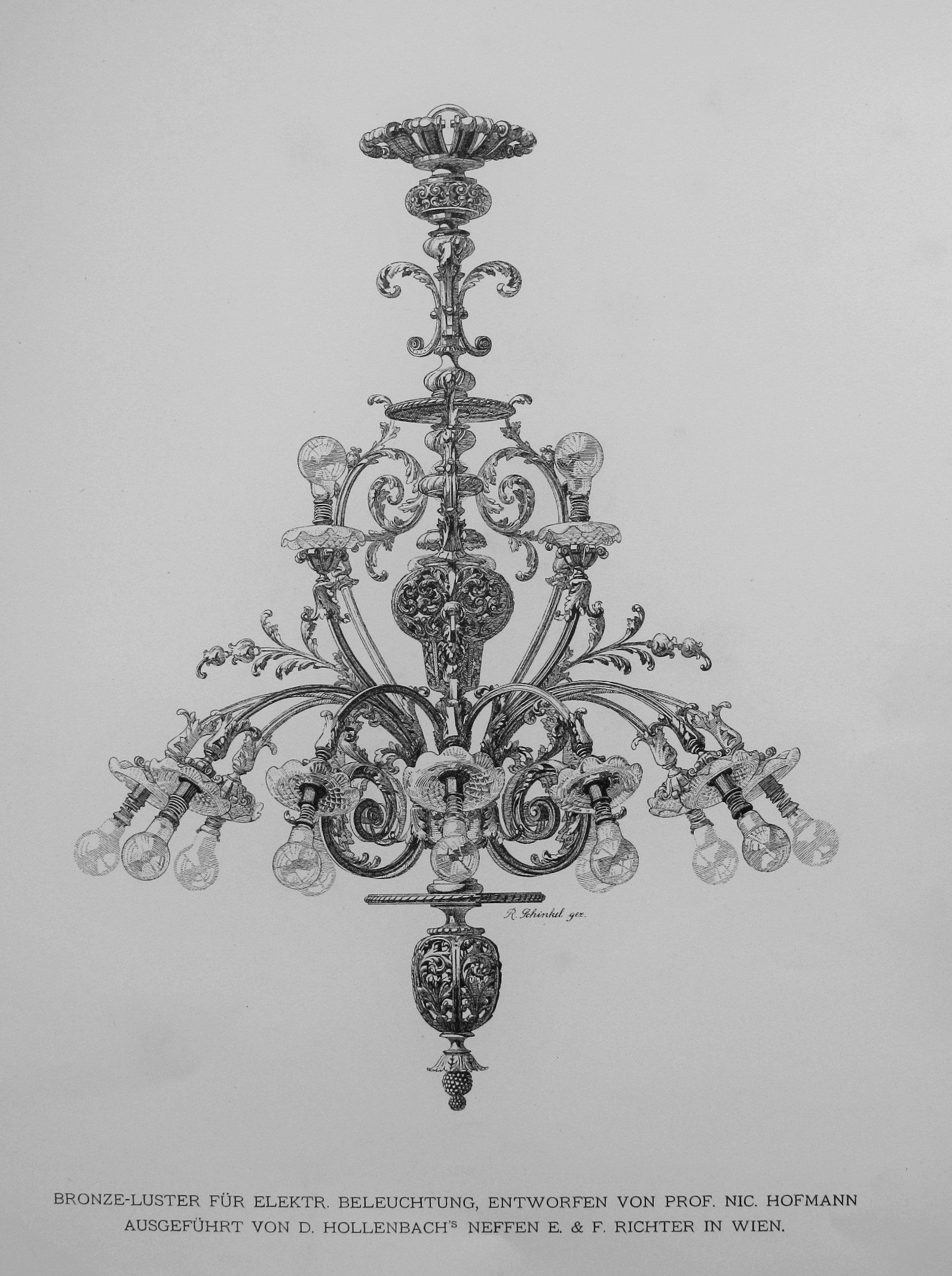 Chandelier project by prof. Nic. Hofmann, 1897.  Blatter fur kunstgewerbe organ des wiener kunstgewerbe-vereins, in: VDA Senų ir retų spaudinių skyrius, 7.03(051) Bl-17