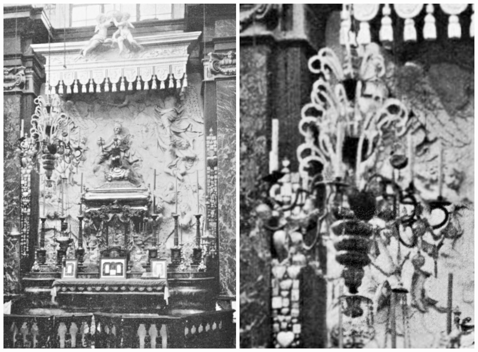 Chandelier at the Chapel of Saint Casimir. Photo by Filibert Fleury, around 1904, in: Władysław Zahorski, Katedra wileńska, Wilno: Józef Zawadski, 1904, p. 86